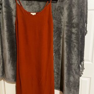 Burnt orange midi dress